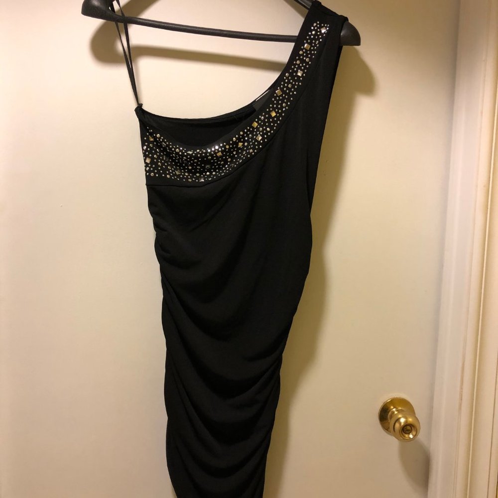 One Shoulder Ruched Embellished Dress (M)